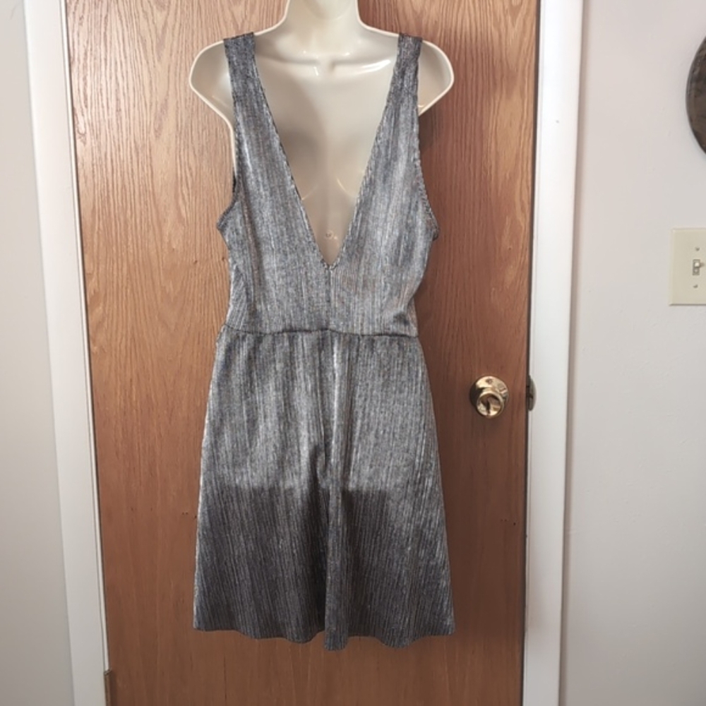 Silver Metallic mini dress Size 12 - Picture 2 of 4